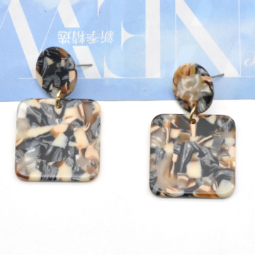 Simple square shape acetate ear jewelry for women tortoise shell custom acrylic earrings